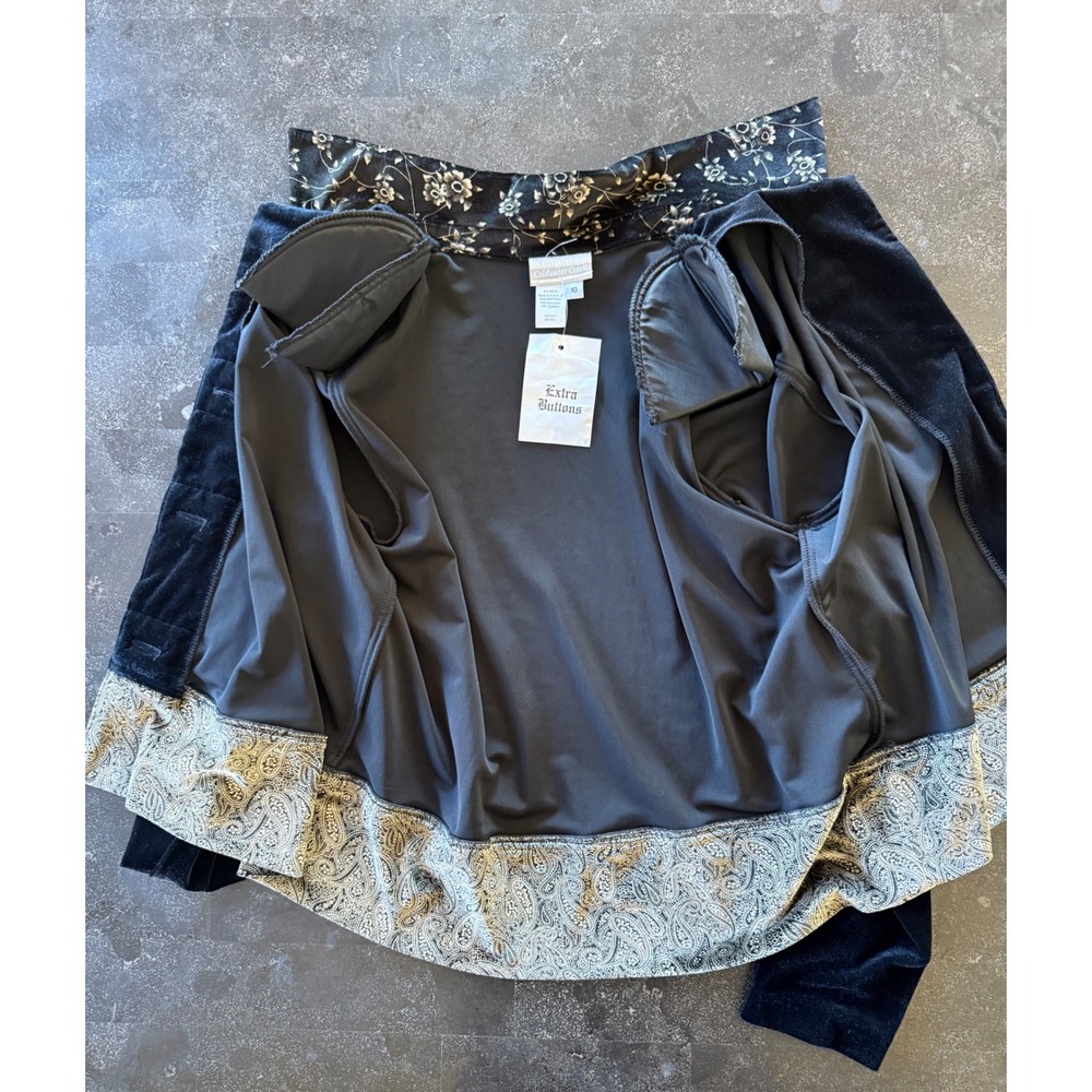 Coldwater Creek Size 12 Black Velvet Paisley‎ Maxi Dress Jacket 2-Pc Set Holiday - Picture 9 of 16